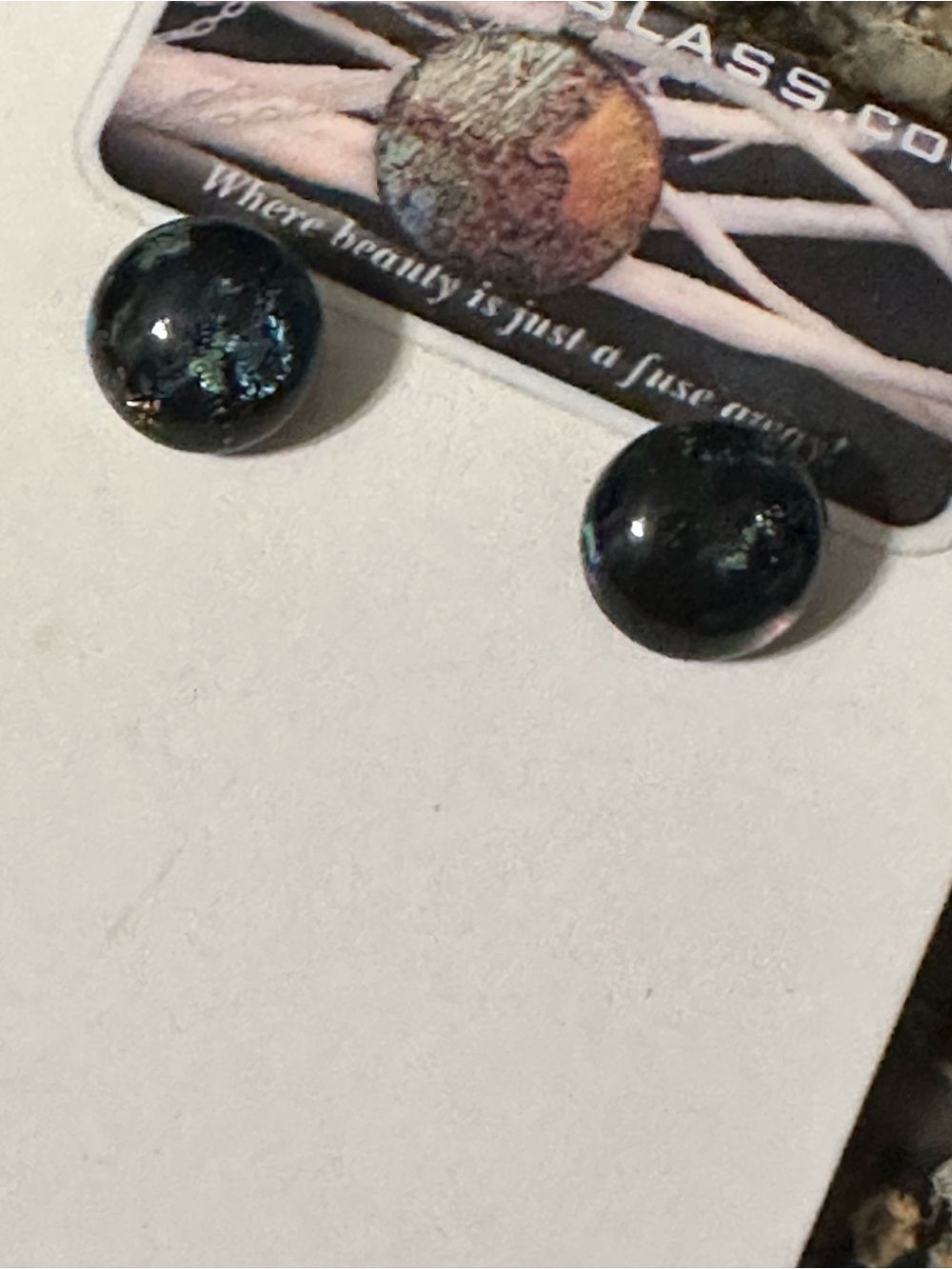 Dichroic Glass Stud Earrings in Dark Blue